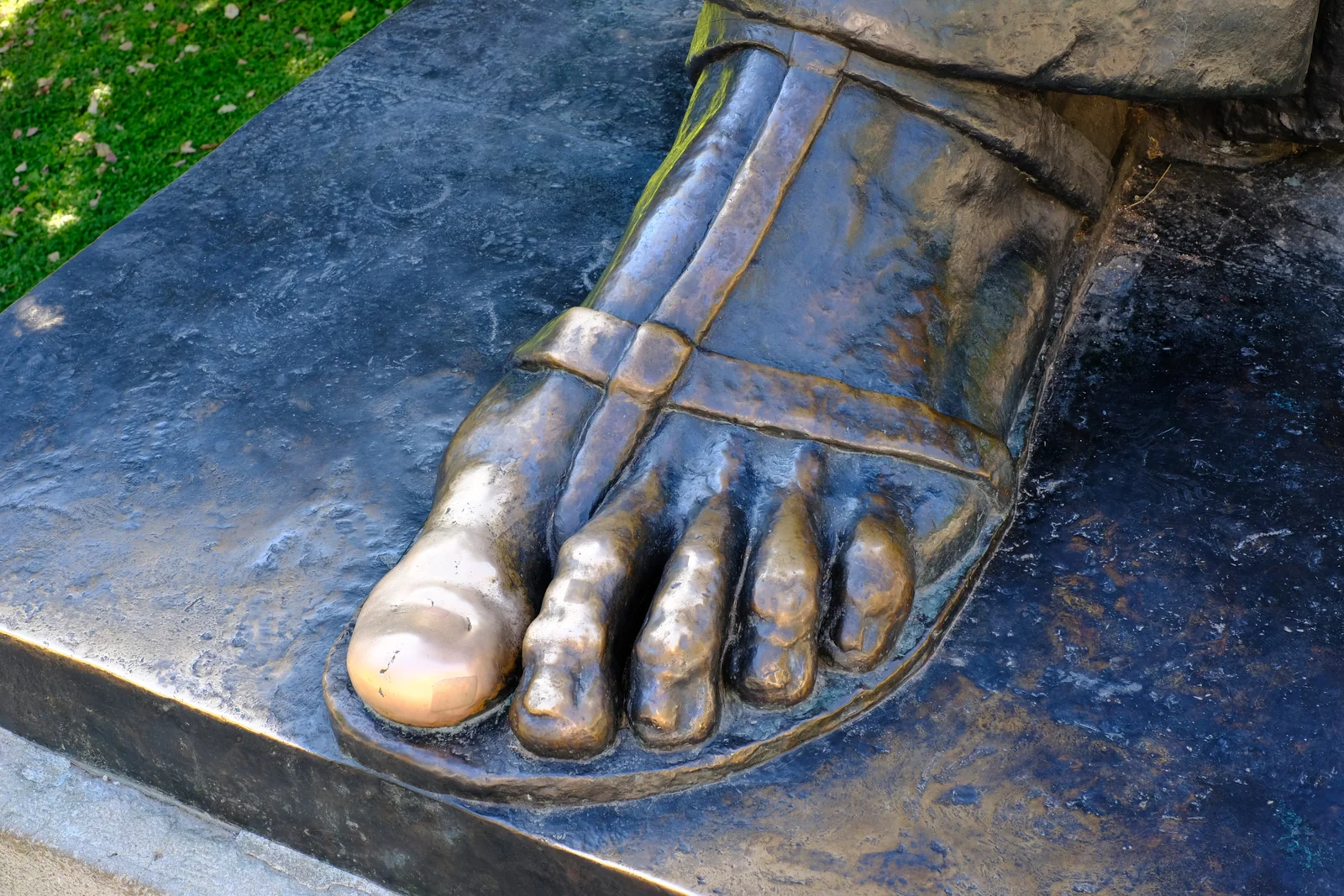 The polished bronze big toe of the Gregory of Nin statue in Split