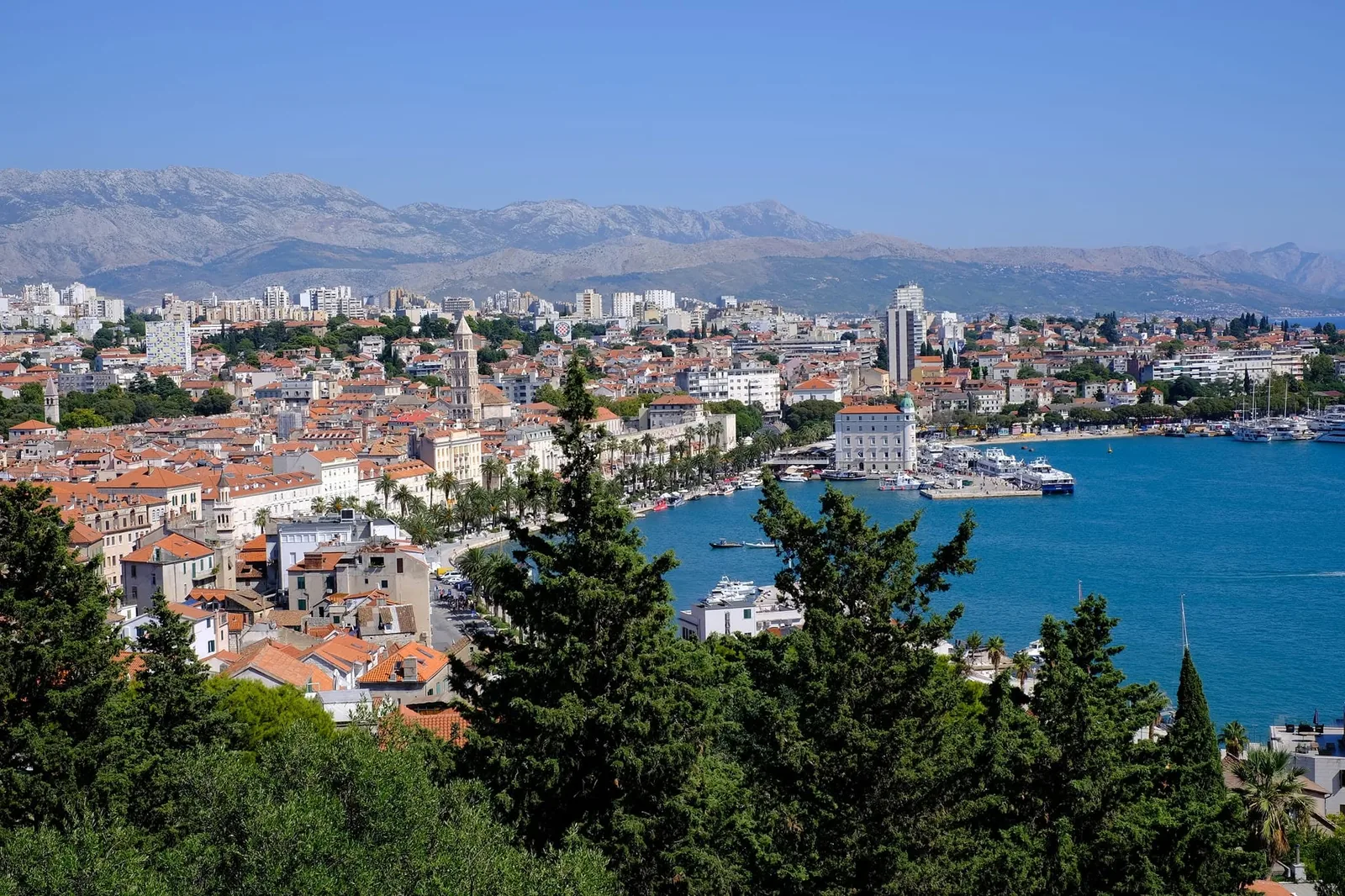 Split old town and harbour seen from above