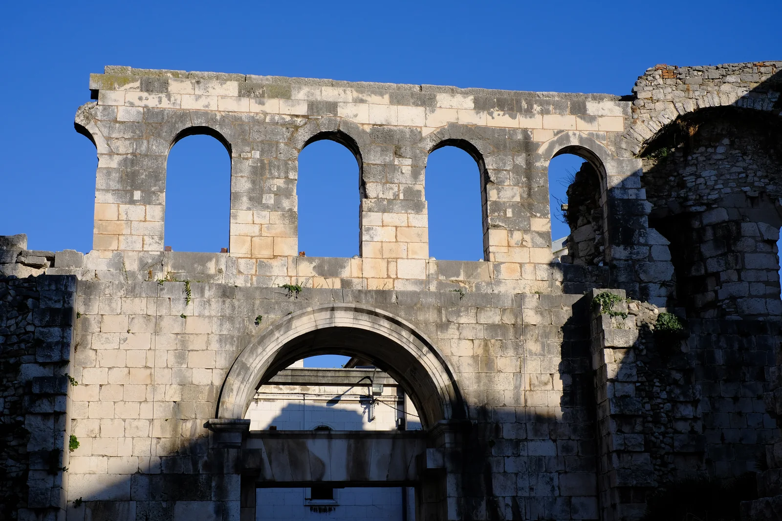 The Roman arches of the Silver Gate on the eastern side of Diocletian's Palace